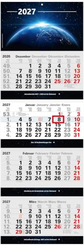 4-Monatskalender 2027 mit Bild Universum großer Wandkalender Büro Vier Monate