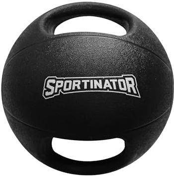 SPORTINATOR® Training's Medizinball in grau/schwarz, mit Gewichtsangabe auf dem Ball, ideal für das Kraft- und Konditionstraining. Größe 1 bis 10, Gewicht von 1 kg bis 10 kg (3)
