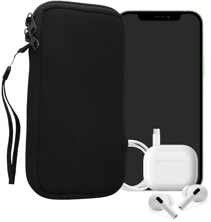 kwmobile Handytasche für Smartphones XL - 6,7/6,8" - Neopren Handy Hülle Schwarz - Handy Tasche 17,2 x 8,4 cm Innenmaße