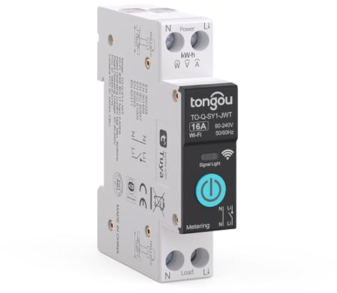 Smart Life WIFI 1P Hutschiene für Smart Home Wireless Fernbedienung Schalter von TUYA APP DIY Idee TONGOU (Mit Metering 16A)