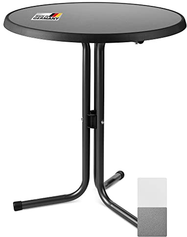 Beautissu Bistrotisch Outdoor Rund Wetterfest Made in Germany Balkontisch | Ø60cm 70cm hoch Anthrazit Gartentisch Beistelltisch Stehtisch Balkon Klein Garten runder Emma