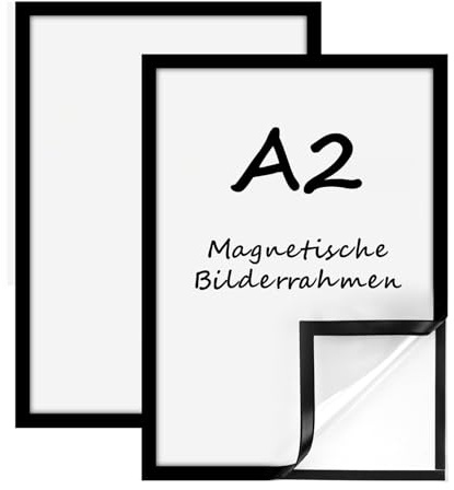 Generisch 2 Stück A2 Magnetrahmen Bilderrahmen, Selbstklebender Magnetischer Diamond Painting Rahmen, Wasserdichte, Transparente Magnetische für Zertifikate, Poster, Dokumente (A2-Schwarz-2erSet)