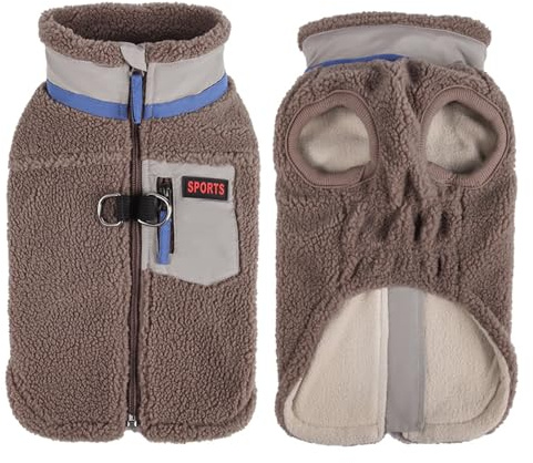 FEimaX Warme Hundemantel Winddichte Haustier Winter Fleece Hundejacke Winterweste mit D-Ring Hundekleidung Welpenjacke für Kleine Mittlere Hunde
