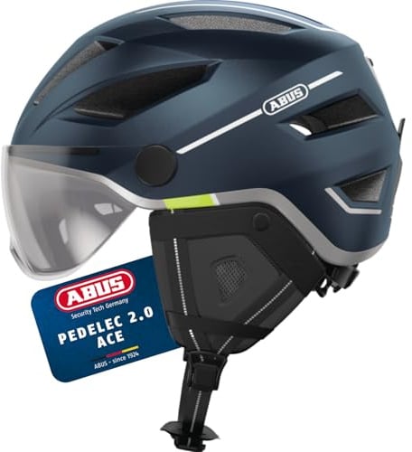 ABUS Stadthelm Pedelec 2.0 ACE - Fahrradhelm mit Rücklicht, Visier, Regenhaube, Ohrenschutz - für Damen und Herren