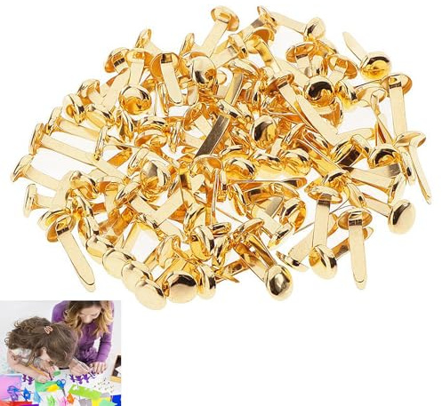 100 Stück Musterbeutelklammern, Musterklammern, Briefklammern, Metall Rundkopfklammern, Verschlussklammern, Für Schule Büro Papier Briefklammern Basteln Handwerk DIY (Gold)