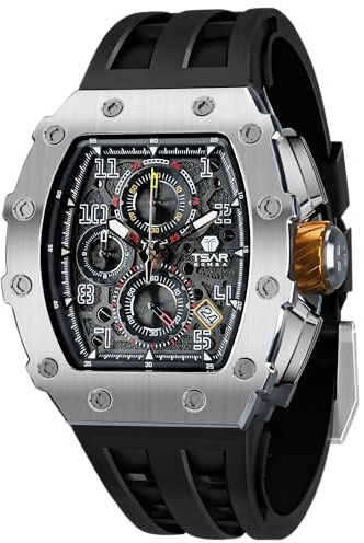 TSAR BOMBA Luxus Herrenuhren Tonneau Quarzwerk wasserdichte Uhr TB8204Q