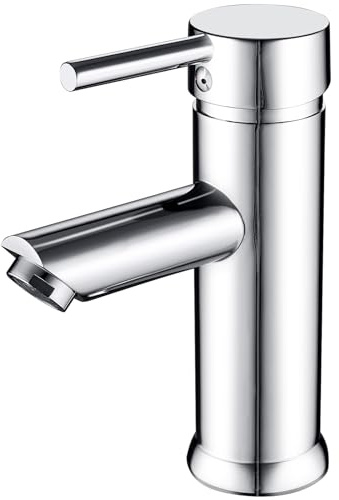 kisimixer Wasserhahn Bad Mischbatterie, Einhebelmischer Waschbecken Armaturen für Badezimmer, Modern Waschtischarmatur mit Geräuscharmem Keramischem Ventilkern, Chrom