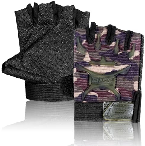iplusmile Fahrradhandschuhe Kinder Handflächenschutz, rutschfeste | 1 Paar Fahrradhandschuhe Kinder Camouflage für 6-12 Jahre Atmungsaktive Handschuhe, Sporthandschuhe Kinder für Radfahren