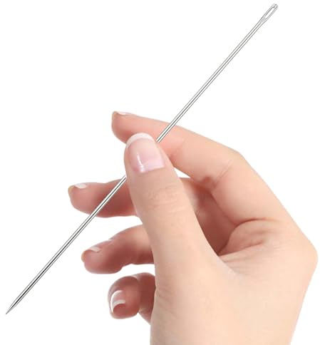Andibro 6 Zoll lange Nähnadeln,Nähnadeln mit großem Öhr professionelle Polsternadel einfach einzufädeln 3 mm Dicke für Zuhause Leder Wandteppich Stickerei Teppich Heimwerken