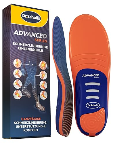 Dr. Scholl’s Advanced Schmerzfrei-Einlagen Herren Damen, robuste orthopädische Einlagen für Arbeits"schuhe & Stiefel, Plantarfasziitis & Fußgewölbestütze, stoßdämpfend, belastbar bis 150 kg, 42-42.5