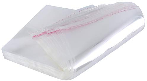 Alliebe 100 Stück 30 x 41cm durchsichtige OPP-Kunststoff-Briefumschläge selbstverschließend für Cellophan-Tüten ideal für Kleidung T-Shirts Hosen Flyer Party Hochzeit Geschenktüten