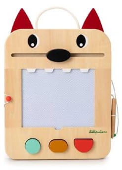 Lilliputiens - Magische Tafel Louis - Interaktives Spielzeug für Kinder mit geometrischen Stempeln, Spielkarten und Holzstift - Fördert Kreativität und Lernen - Ab 18 Monaten - 83473