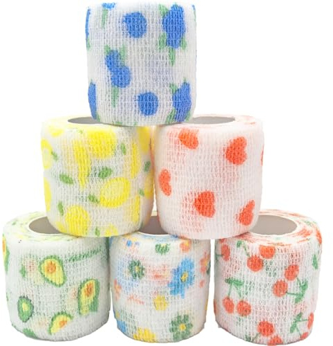 6 Stück 5cm x 4m Haftbandage Elastische Binde Selbstklebende Verband Klebeverband Kinder, Bandage Selbsthaftend, Fixierbinde, Erste Hilfe Set Hund,Verbandsmaterial für Finger, Bein, Katze,Hund,Pferd