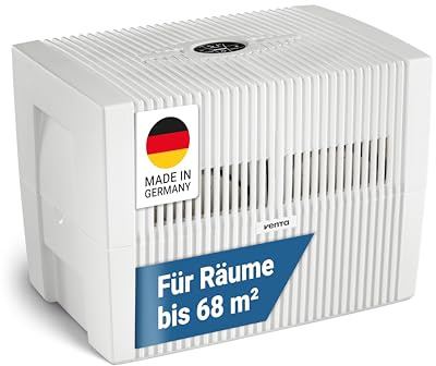 Venta Luftbefeuchter LW45 Comfort Plus, sehr leise 24 dB(A), energieeffizient 3 Watt, hygienische Kaltverdunstung ohne Filter, großer 10 l-Tank, bis 60 m², Automatik-, Sleep-Modus, mit Duftfunktion