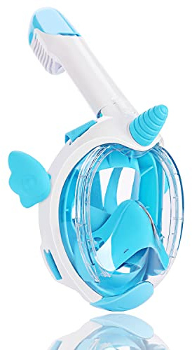 Flyboo Schnorchelmaske für Kinder,Tauchmaske 180-Grad-Sicht Einhorn Tauchermaske mit Panorama-Vollgesichtsdesign,XS Taucherbrille Geeignet für Junge Mädchen Geschenk