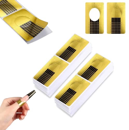 Nagel-Schablonen, Modellier-Schablone selbstklebend für Gel-Nägel, Nagel-Verlängerung Golden Schablonen - Schablone Set