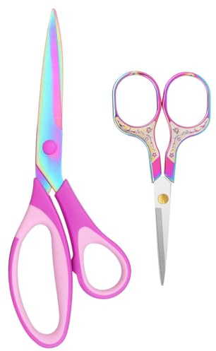 Frepxzlk Stoffschere, Schneiderschere mit Titan-beschichtetem Edelstahl, Schneiderschere zum Schneiden von Stoffen und Leder, 2er-Set