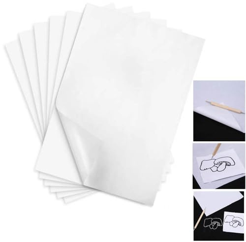 Yesallwas 50 Blatt weißes Kohle-Transferpapier, Kopierpapier, ideal für Holz/Papier/Leinwand und andere Kunstoberflächen, Transparentpapier (A4/21,5 x 29,8 cm)