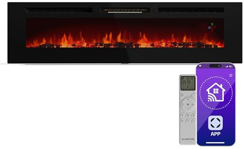 Klarstein Galeras Smart Elektrokamin - 1800 W Heizleistung, Realistische LED-Flammen, App & Fernbedienung, Einstellbare Farben & Helligkeit, Überhitzungsschutz, Wandkamin Elektrisch