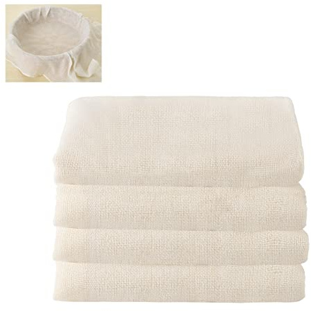 4 Stück Passiertuch, 50 x 50 cm Käsetuch Waschbares Mulltuch, Ungebleichte Dichtegrad 100 Cheesecloth Wiederverwendbar zum Sieben von Saft Käse Tee Nussmilch Suppe Joghurt Tofu