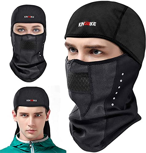 KINGBIKE Sturmhaube Sturmmaske Balaclava Skimaske Warme Gesichtsmaske für Kaltes Wetter Winter Skifahren Snowboarden Motorradfahren Eisfischen Herren Damen Schwarz(Winddicht)