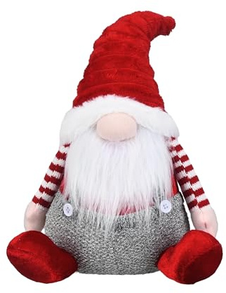 Valery Madelyn deko Weihnachten, 36cm Gnom Rot Weiß Zierschmuck, Weihnachtsdeko für Tisch, sitzende silbergraue Weihnachtszierschmuck,Weihnachten Geschenk und deko, Thema Rot Grau(L)