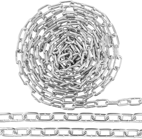 VIDETOL Stahlkette Verzinkt, 6 Meter 6mm Starke Metallkette, Silber Gliederkette für Schaukelkette, Lampenkette, Absperrketten