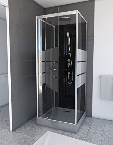 MARWELL Komplettdusche Fertigdusche Dusy 70 x 70 x 225 cm - komplett Set inkl. Duschwanne und Armatur - Eckdusche mit Fronteinstieg