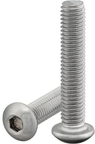 Linsenkopfschraube mit Innensechskant (ISK) nach Norm: ISO 7380-1 rostfreier Edelstahl A2 V2A Vollgewinde Halbrundkopfschraube Flachkopfschraube Linsenschraube (10 Stück, M5 x 45 mm)