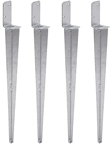 TRIBECCO 4x Universeller Pfostenträger zum Einschlagen L, Pfostenträger Feuerverzinkt Einschlaghülse Pfostenträger Bodenhülse Einschlagbodenhülse Pfosten Anker Stahl Silber (4, 50x600)