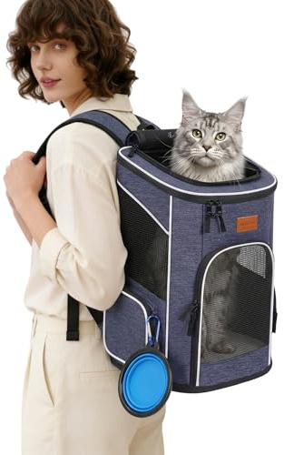 Morpilot Katzenrucksack Hunderucksack für Katzen Hunde Denim Blau 33x28x42cm