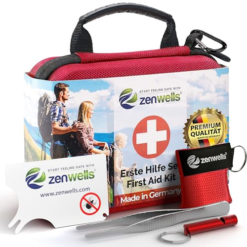 Zenwells® Erste-Hilfe-Set nach DIN 13167 – mit CPR Maske & Rettungsdecke – wasserdicht & kompakt – ideal für Outdoor, Reise & Alltag