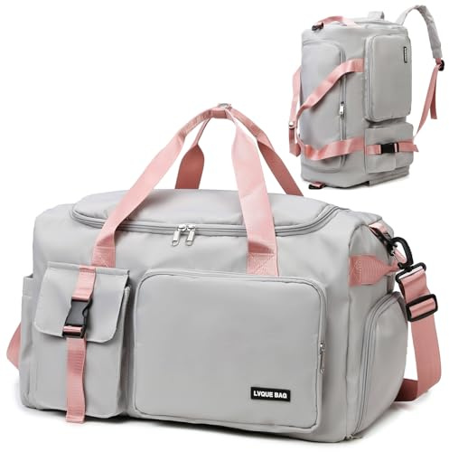 Suweir Sporttasche Damen Herren 42L Reisetasche mit Schuhfach Nassfach Wasserdicht Trainingstasche Travel Duffle Bag mit Rucksack Weekender Schwimmtasche Fitnesstasche für Reisen,Sport, Fitness