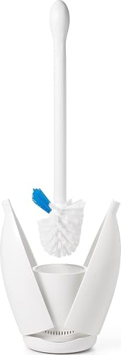 OXO Good Grips Klo-Bürste WC-Bürste mit Randreiniger | Feste Borsten für gründliche Reinigung, komfortabler rutschfester Griff, kompakte Aufbewahrung