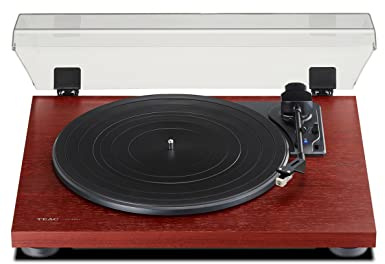 Teac TN-180BT-A3/CH HiFi Plattenspieler mit Bluetooth Sender für Lautsprecher und Kopfhörer (Riemenantrieb, 33/45/78 U/min, integrierter Phono-Vorverstärker, High-Density MDF-Gehäuse), Cherry, Kirsch