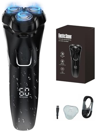 ViKKent Rasierer Herren Elektrisch mit 4D-Schwebekopf 2026 New, IPX7 Wasserdichter Elektrorasierer, 90 Min Laufzeit, Kabellos LED Elektrischer Nass- und Trockenrasierer mit Pop-Up Trimmer, Reisesperre