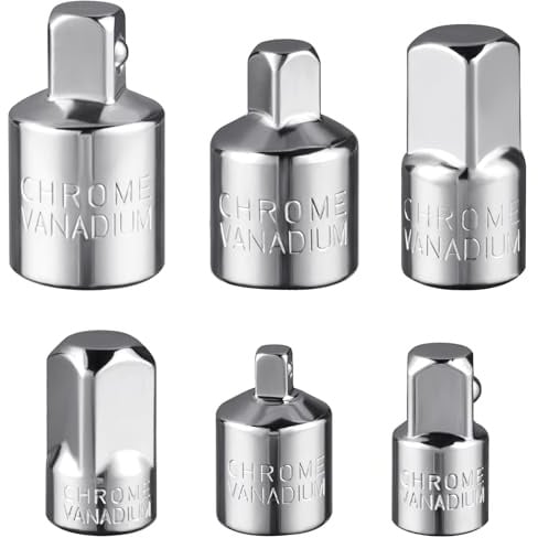 Flintronic Adapter Satz, 6Stück Stecknuss- und Anschlussadapter für Knarren | 1/4 auf 3/8, 3/8 auf 1/4, 3/8 auf 1/2, 1/2 auf 3/8, 1/2 auf 1/4, 1/4 auf 1/2, für Knarren,Steckschlüsseln(Silber)