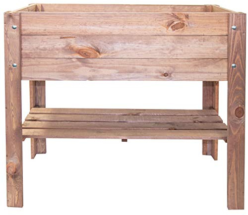 mgc24 Hochbeet - Kiefernholz Dunkelbraun rechteckig, stehender Pflanzkasten für Garten Terrasse Balkon - 80 x 37,6 x 78 cm mit Ablageboden