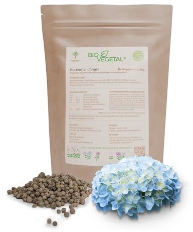 BioVegetal Hortensiendünger mit Guano und natürlicher Langzeitwirkung durch Fixierung der Nährstoffe durch Ton, 2,5 kg jetzt im recycelbaren und wiederverschließbaren Papierbeutel