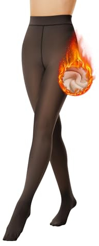 FOTOCITI Thermo Strumpfhose Damen Winter Gefütterte Strumpfhose mit Fleece Bauchweg Warme Gefälschte Durchscheinend Thermostrumpfhosen Dicke Plüsch Pantyhose(Schwarz Gefälschte Durchscheinend,M)