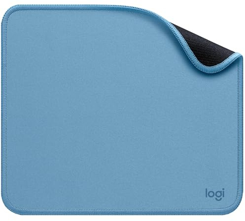 Logitech Mouse Pad - Studio Series, Computer-Mauspad mit Anti-Rutsch-Gummiboden, Leichtes Gleiten, Spritzwassergeschützt, Langlebige Materialien, Tragbar, Frisches, modernes Design - Blau/Grau
