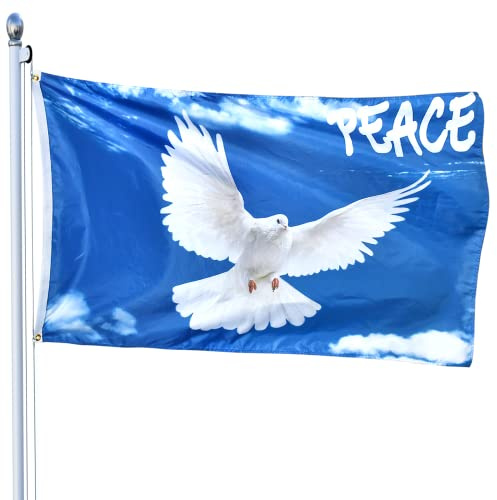 Friedensflagge 150 x 90 cm Gartenflagge, langlebig, Friedenstaube Flagge, Polyester, Friedenstaube Flagge für drinnen und draußen Dekoration (150 x 90 cm)