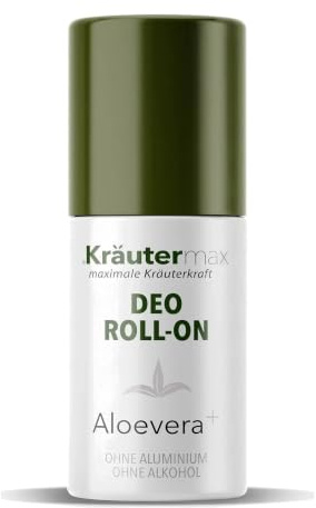 Kräutermax Deoroller Aloe Vera ohne Aluminium und Alkohol, Deo Roll-On für Damen und Herren, sanft für empfindliche Haut, ohne Parabene, 50 ml