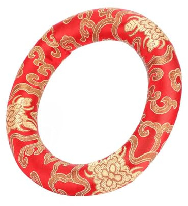 Klangschalenkissen, Singendes „Klangschalenkissen“, Bols Chantants Coussins Schalenringkissen, Seiden-Klangschalenkissen, Rundes Meditationskissen, Klangschalenteile, Rot oder