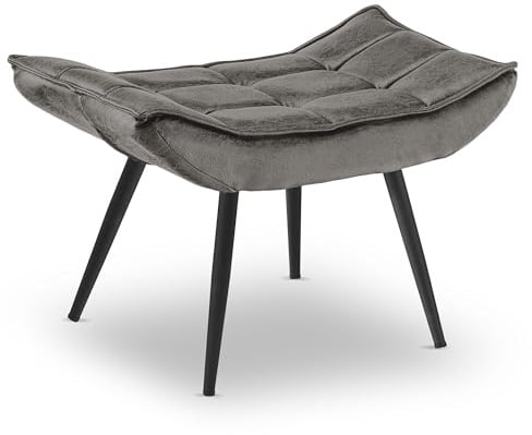 M MCombo Sitzhocker Fußstütze mit Metallbeinen, Eleganter Hocker Ottoman Schminktisch für Wohnzimmer Schlafzimmer, Quadratisch 40 * 69 cm, 4779-2 (Dunkelgrau-Mikrofaser)