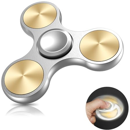 Coolden Fidget Spinner Metall Fidget Toys Hand Spinner Kinder Erwachsene | Anti Stress Spielzeug Hochwertig Edelstahl Stressabbau Coole Gadgets Finger Kreisel Leiser für Büro Schule Geschenk, Silber