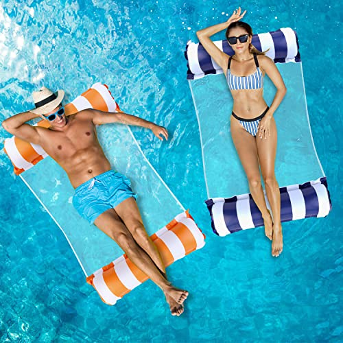 Arbolisse Luftmatratze Pool Zubehör Spaß, 2 Stück Luftmatratze Wasser Hängematte, 4 In 1 Aufblasbare Wasserhängematte Erwachsene, Wasser Hängematte Luftmatratze Pool Schwimmbad Strand
