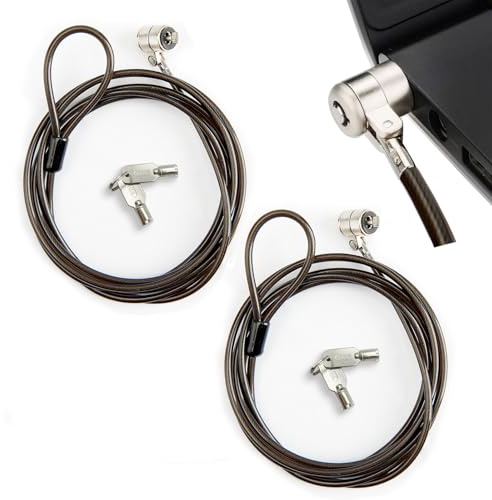 2er-Pack Laptop-Schloss,Karbonstahl SchließKop,2M Long Schnittfestes Stahl-Verriegelungskabel,SchlüSselverschluss, FüR Lenovo, Asus, Acer Laptops（FüR Kensington 3 * 7 mm SicherheitssteckpläTze)