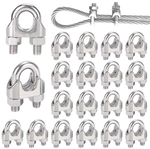 Forbabe Drahtseilklemme 3mm, 20 Stück M3 Edelstahl Buegelklemme, U Bolzen Seilklemmen für Drahtseilkabel Ø 3 mm (3mm)