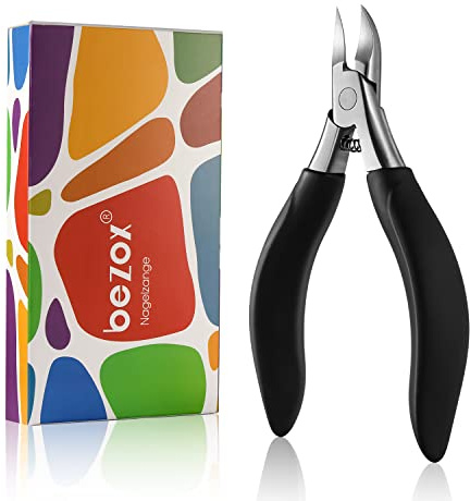 BEZOX Nagelschere für tief Eingewachsene Fußnägel aus Edelstahl für Dicke und durch Pilzbefall Nagelzange - Weicher Griff und Metall Geschenkboxen